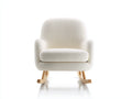Mecedoras tapizadas en tejido bouclé 72 x 86 x 88 cm - Crema y natural - Patines de madera - Diseño moderno