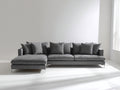 Sofá de esquina tapizado 300 x 180 x 82 cm - gris oscuro y plata - diseño contemporáneo con chaise longue para salón