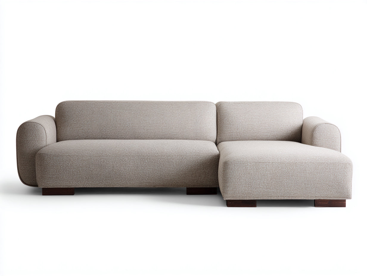 Sofás de esquina de tela 260 x 165 x 80 cm - Beige claro - Diseño moderno con chaise integrada
