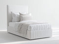 Camas individuales tapizadas 212 x 108 x 125 cm - Blanco y gris - Cabecero alto - Diseño minimalista