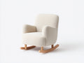 Mecedoras tapizadas 78 x 85 x 92 cm - crema y natural - tejido de borreguillo con patines de madera
