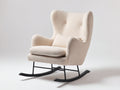 Mecedora tapizada de tejido rizado 82 x 92 x 108 cm - blanco roto y negro - respaldo alto envolvente para salón y dormitorio