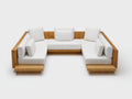 Sofás de exterior modulares 300 x 230 x 75 cm - Madera natural y blanco - Diseño en U