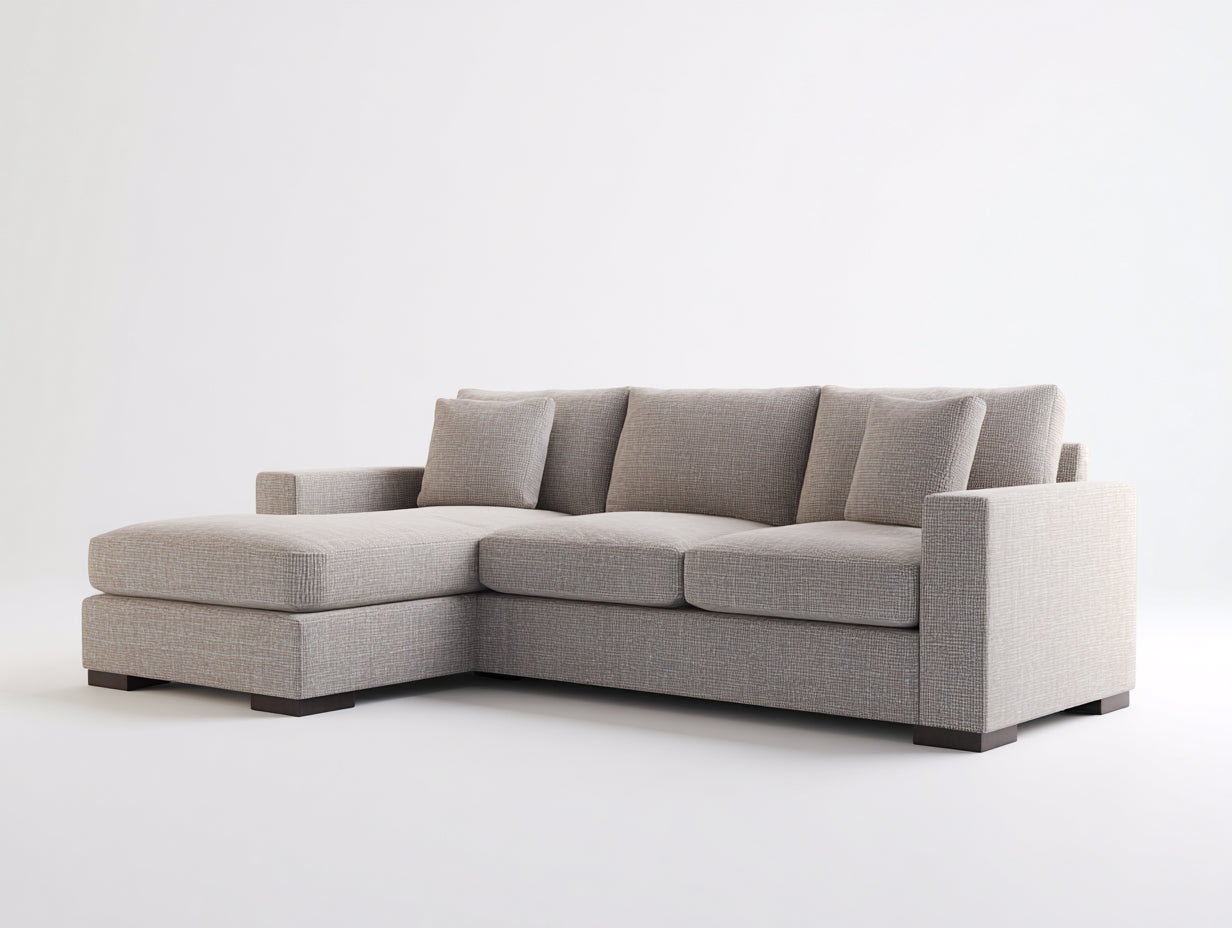 Sofás de esquina tapizados 290 x 175 x 83 cm - beige claro - 4 plazas con módulo alargado