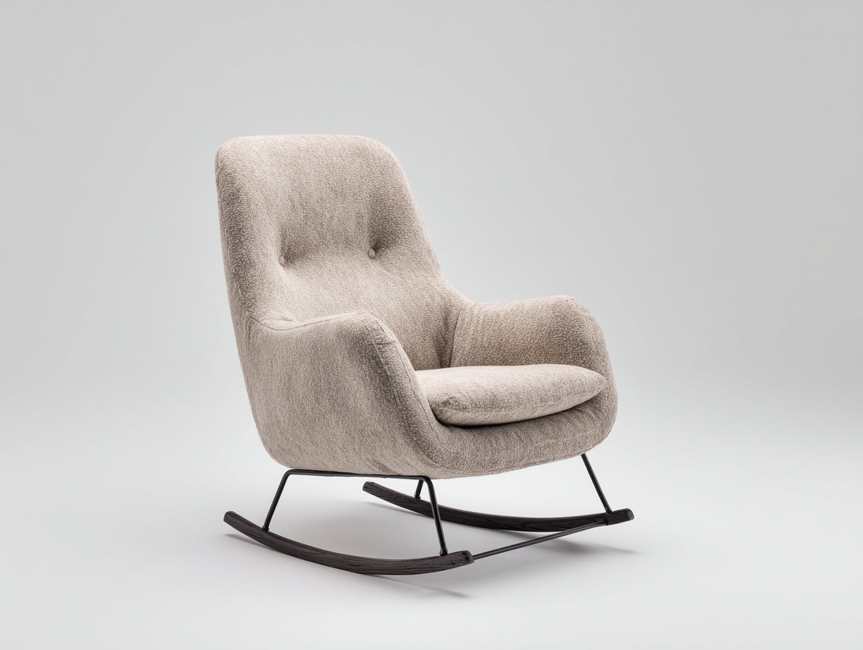 Mecedoras tapizadas 78 x 92 x 100 cm - beige negro y marrón oscuro - con respaldo alto y base de balanceo para salón