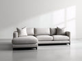 Sofá de esquina tapizado 285 x 170 x 85 cm - blanco roto y negro - diseño contemporáneo con chaise longue para salón