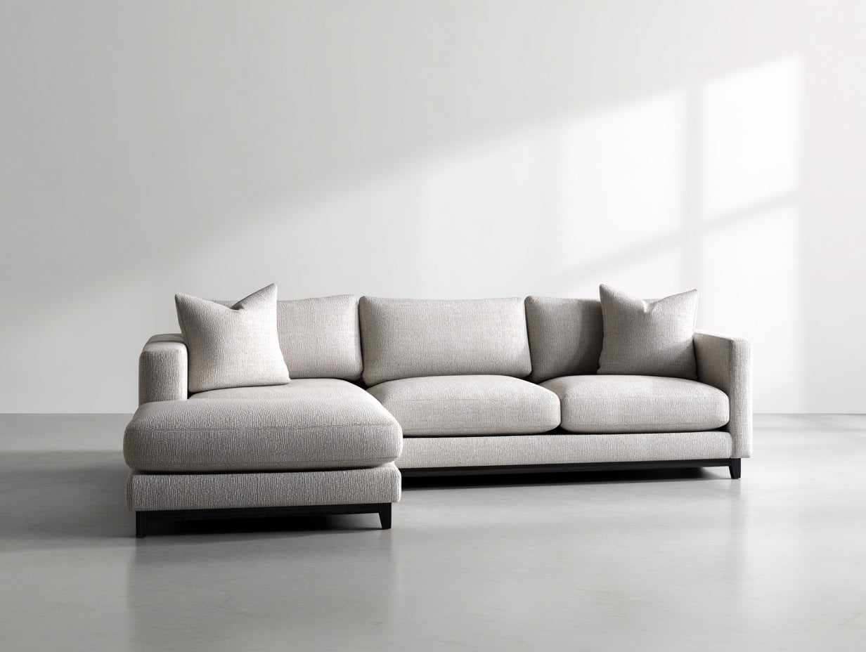 Sofá de esquina tapizado 285 x 170 x 85 cm - blanco roto y negro - diseño contemporáneo con chaise longue para salón