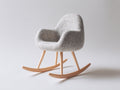 Mecedoras tapizadas 70 x 82 x 88 cm - gris y natural - asiento envolvente con patines de madera