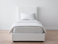 Camas individuales tapizadas 205 x 100 x 120 cm - blanco y negro - cabecero alto acanalado de estilo moderno para dormitorio