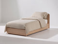 Camas individuales de madera 205 x 100 x 90 cm - roble claro - estructura baja con cabecero curvado para dormitorio