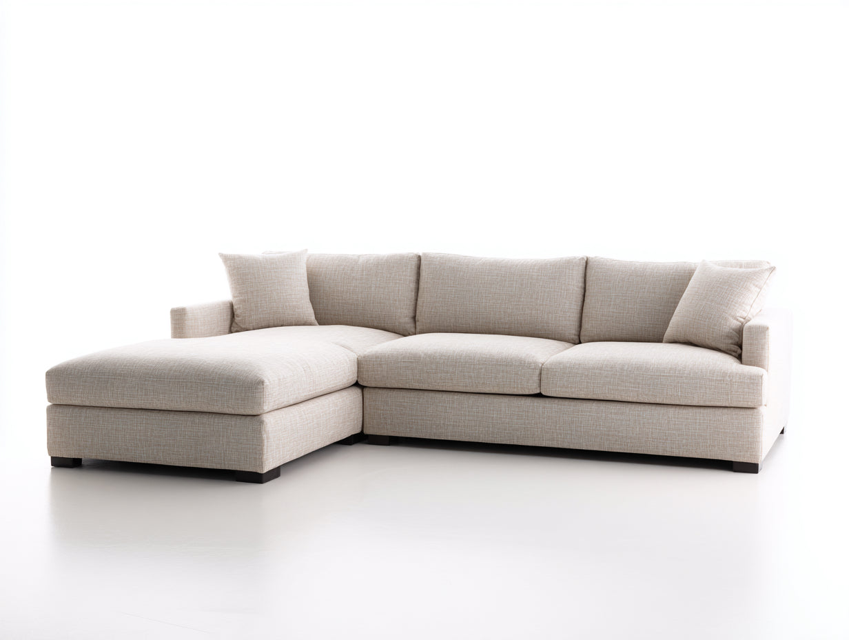 Sofás de esquina de tejido 285 x 170 x 88 cm - Beige claro - Para salón moderno con asiento extendido