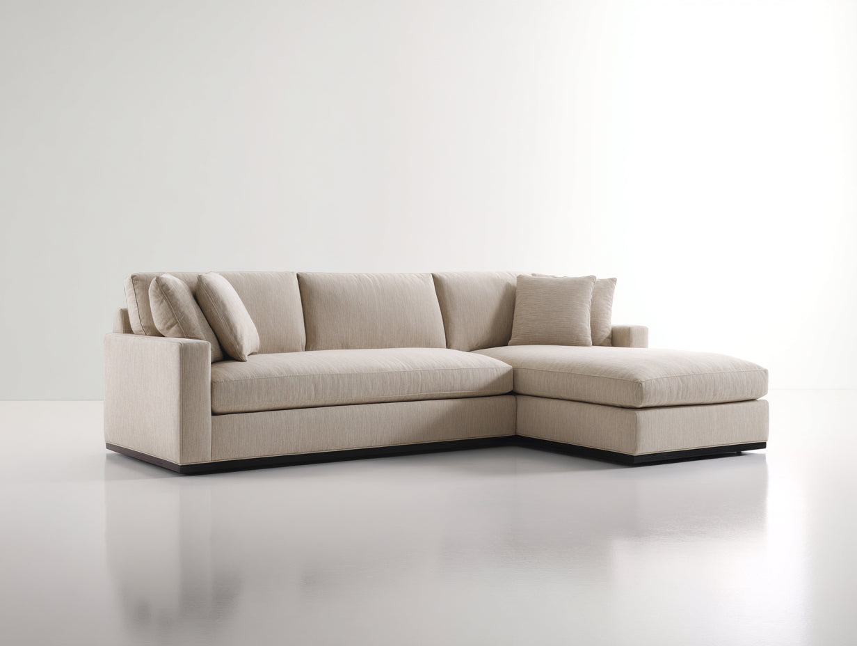 Sofás de esquina de tela 290 x 175 x 82 cm - Beige claro - Diseño moderno con chaise integrada