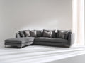Sofás de esquina tapizados 305 x 185 x 80 cm - gris oscuro - 4 plazas con módulo alargado