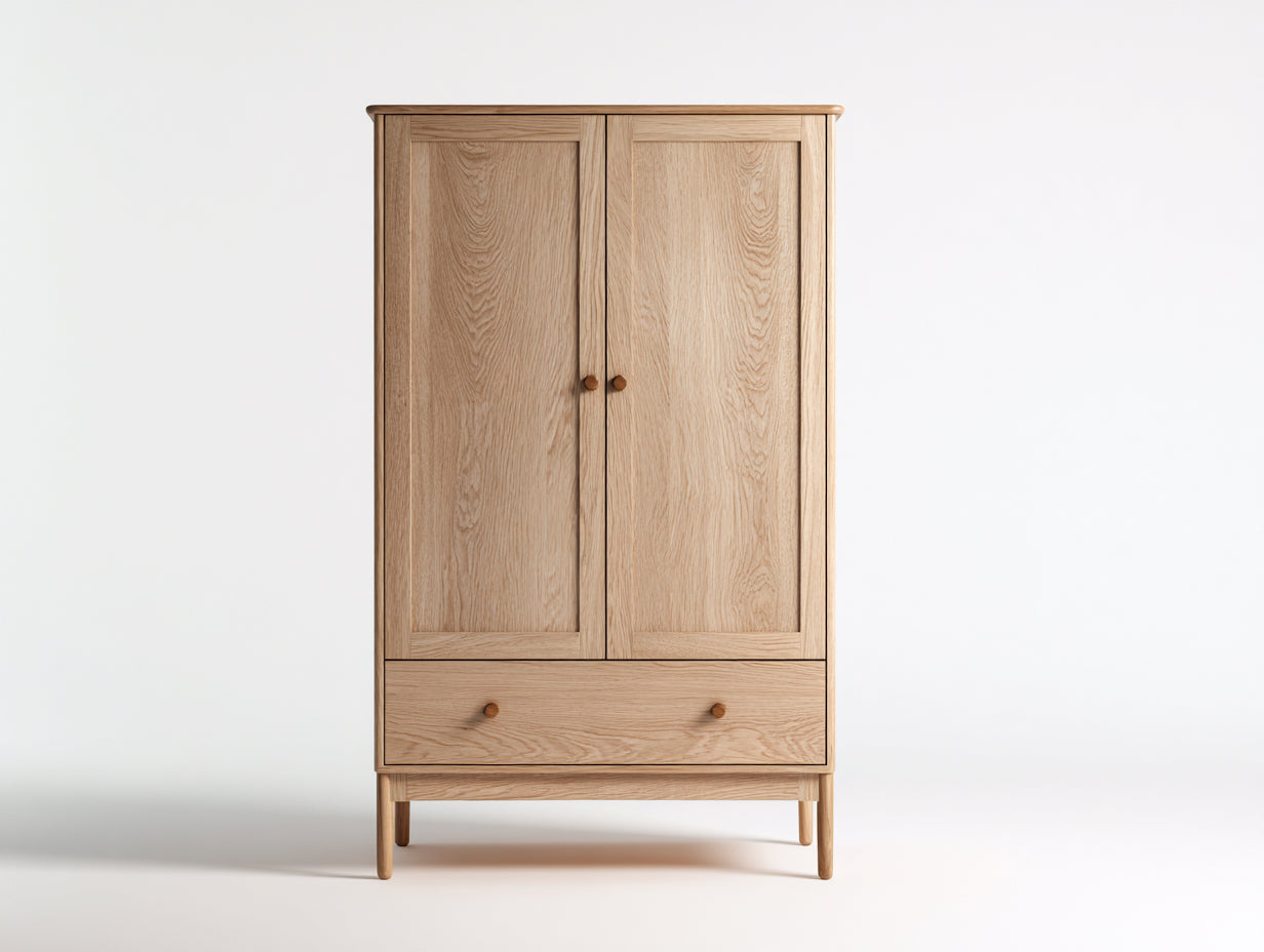 Armarios de madera 100 x 55 x 180 cm - natural - 2 puertas y 1 cajón de estilo nórdico