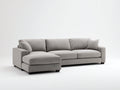 Sofás de esquina tapizados 285 x 165 x 85 cm - gris claro y negro - con módulo alargado y diseño moderno para salón