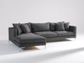 Sofás de esquina tapizado en tejido texturizado 295x170x82 cm - gris antracita - diseño moderno con asiento prolongado para salón