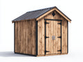 Caseta de jardín de madera con 2 puertas 220 x 180 x 230 cm - marrón natural y negro - tejado a dos aguas para herramientas de exterior