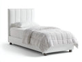Camas individuales tapizadas 210 x 105 x 120 cm - Blanco - Cabecero alto con costuras verticales